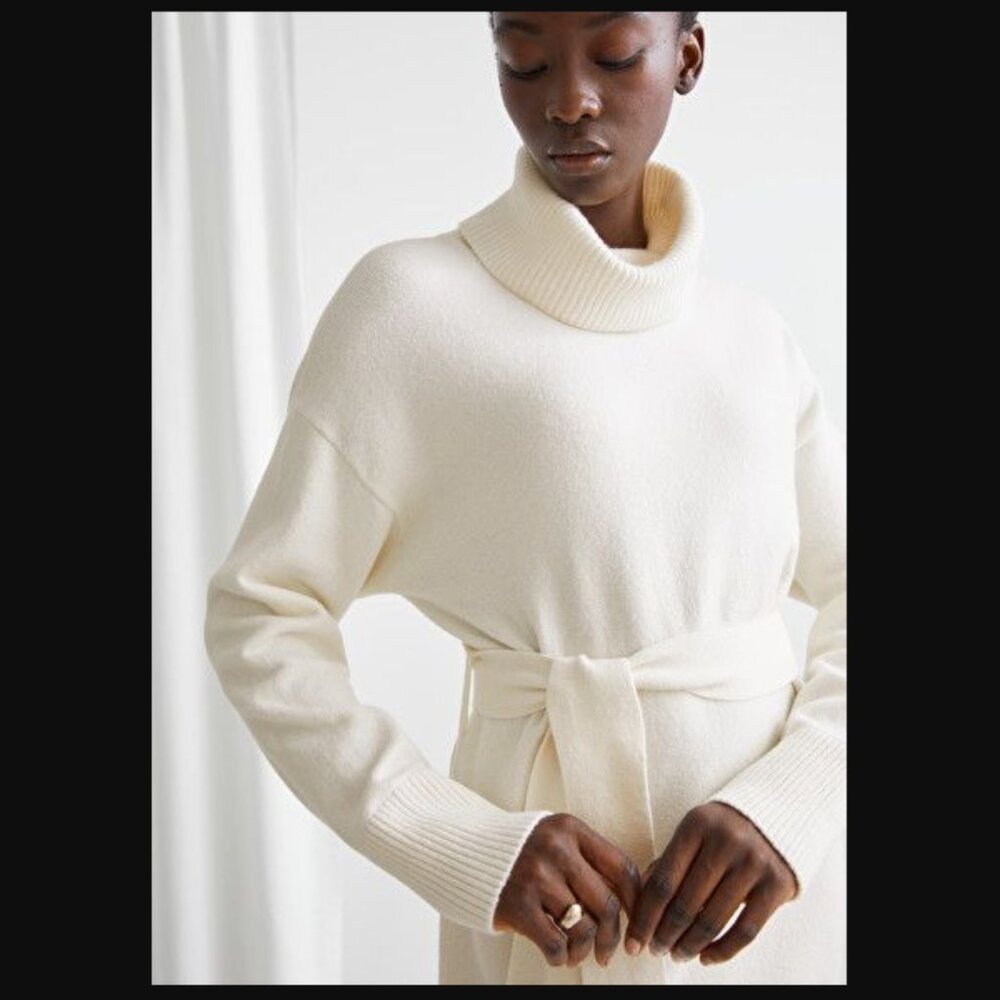 & Other Stories Relaxed Belted Turtleneck Midi Dress